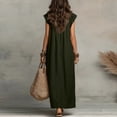 thumbnail image 4 of Women's Collared Button Down Maxi Shirt Dress, Long Sleeve Split Hem Solid Color Casual Long Dress for Spring Summer Daily Vacation Wear 08-Green L, 4 of 5