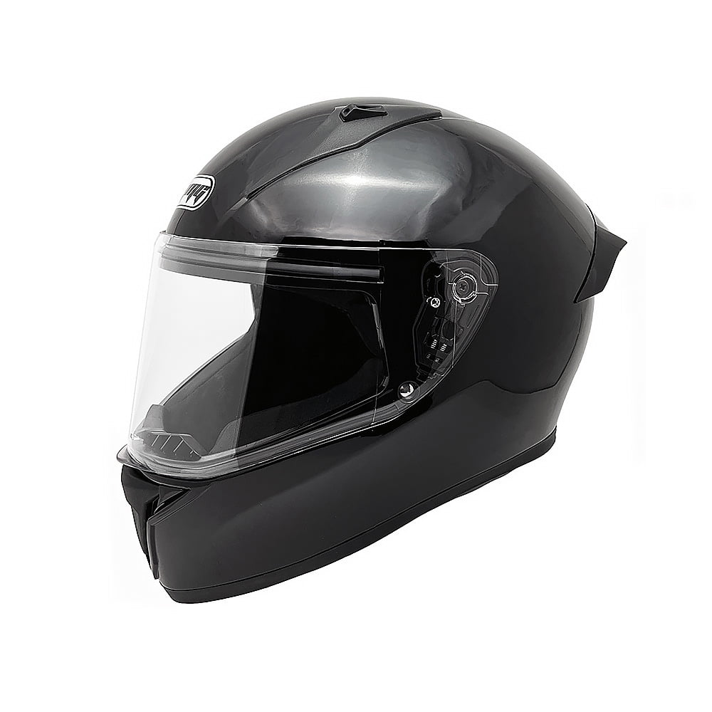 MMG Motorcycle Full Face Helmet DOT - Shiny Black, BOLT M38 (Large)