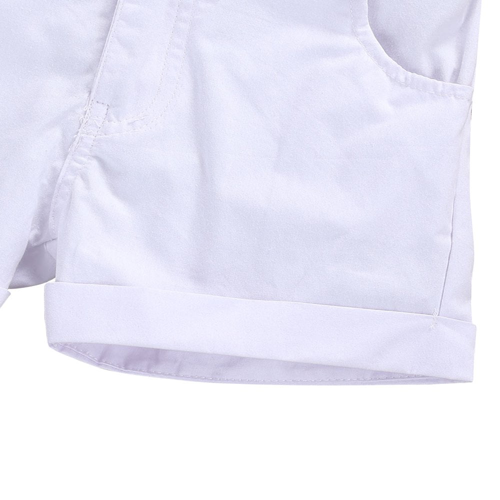 Tenues De Gentleman Pour Garçons Bébé Ensemble Chemise à Manches Courtes+pantalon à Bavoir+nœud Papillon Vêtements