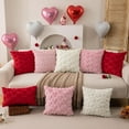thumbnail image 4 of 2-pack Valentines Pillow Covers 18x18 inch Pink Heart Soft Plush Faux Fur Jacquard Throw Pillows Covers for Valentines Day Decoration Wedding Holiday Festivals Home Decor, 4 of 4
