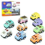 Bemico 9 Pack Pull Back City Cars and Trucks Toys for Kids Toddler 15-Year-Old, Mini Friction Powered Vehicle Baby Boys Girls Die-Cast Cars Toys Play Set
