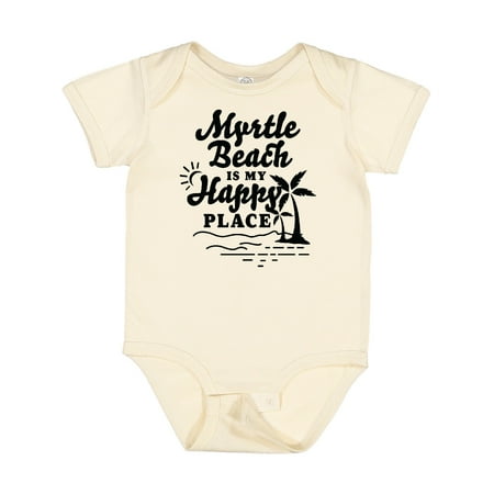 

Inktastic Myrtle Beach is My Happy Place with Palm Trees Gift Baby Boy or Baby Girl Bodysuit