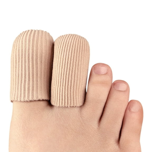 Bukihome 8 PCS Toe Protectors, Silicone Toe Caps Closed Toe Surface Fabric Sleeve Protectors, Prevent Pain Relief for Corns, Blisters and Ingrown Toenails (2PCS Large Size  6PCS Medium Size)[Upgrade]