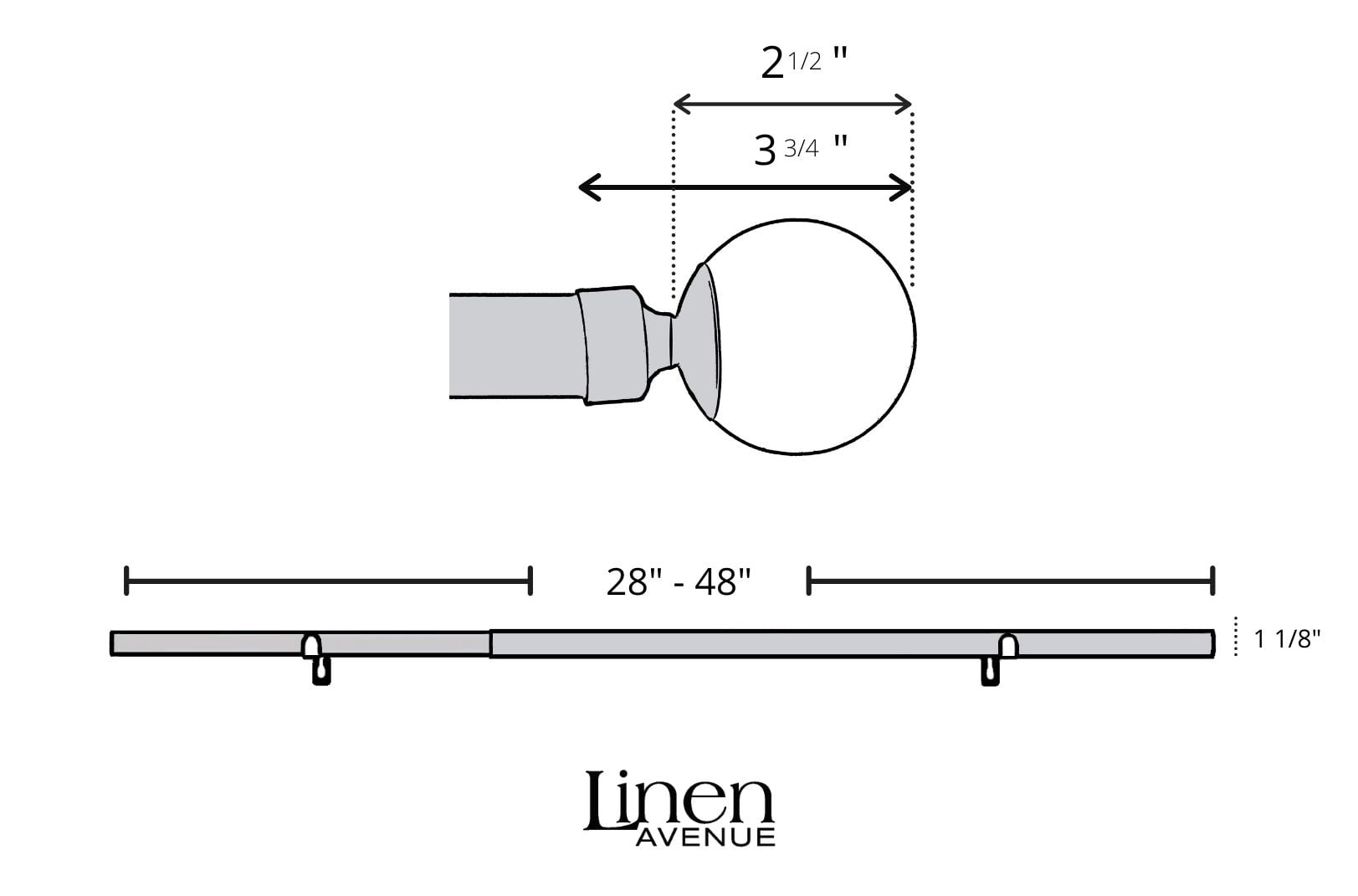 Linen Avenue Tan Travertine Single Window Curtain Rod Set, 28 to 48-inch, Polished Nickel