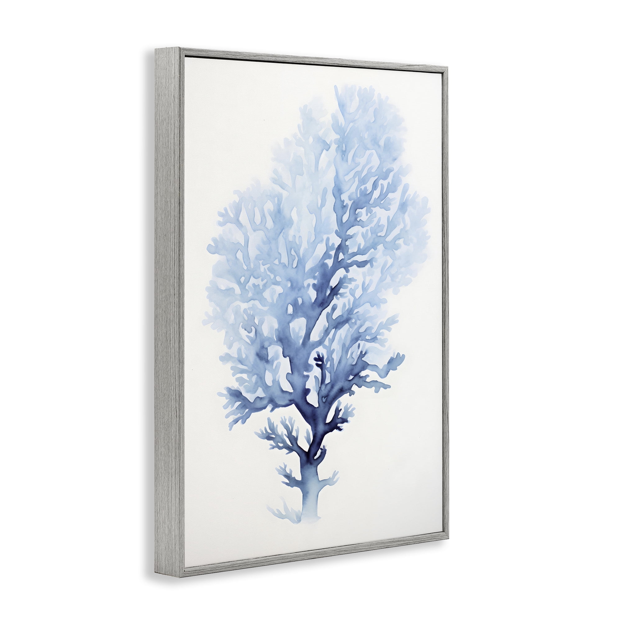 Stupell Industries Blue Coral Impression Animals & Insects Painting Gray Framed Art Print Wall Art, 16 x 24
