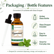 Peppermint Essential Oil - 2 fl oz (59 ml) Glass Bottle w/ Cap & Additional Glass Dropper - 100% Pure Essential Oil by GreenHealth
