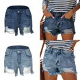 thumbnail image 6 of Cut Off Denim Shorts for Women Frayed Distressed Jean Short Cute Mid Rise Ripped Hot Shorts Comfy Stretchy, 6 of 8