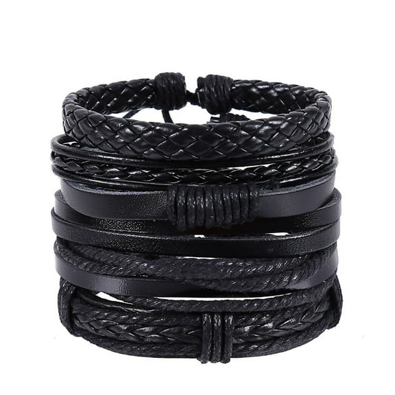 Ankle Bracelets For Women Hand-Woven Multi-Layer Vintage Jewelry Leather Bracelet Bracelet Bracelets Black