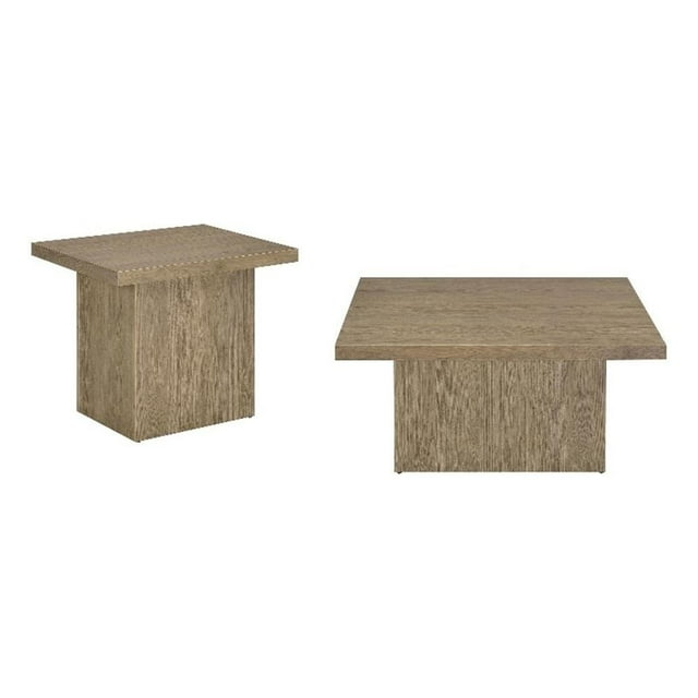 Coaster Devar 2-piece Square Engineered Wood Cocktail Coffee Table Set in Latte