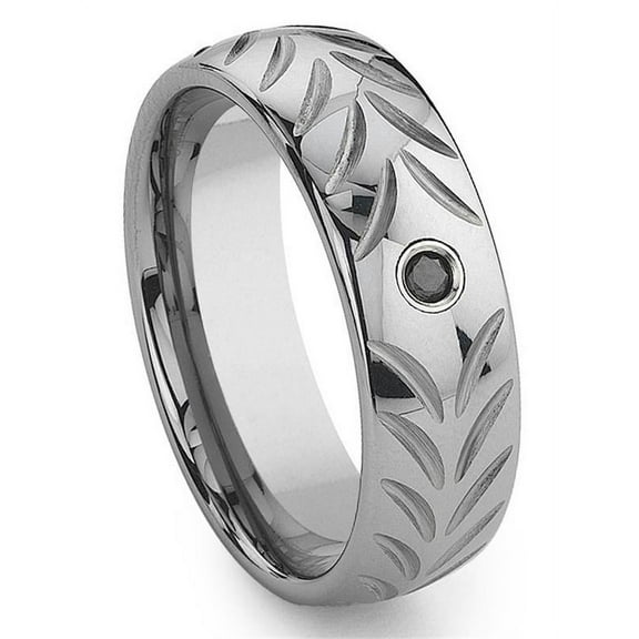 Titanium Kay Tungsten Carbide Black Diamond Chevron Comfort Fit Mens Wedding Band Ring Sz 10.0