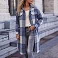 thumbnail image 2 of Annhoo Womens Long Trench Coat Single Breasted Checkered Long Sleeve Lapel Overcoat Fall Winter outerwear Jackets, 2 of 7