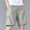 thumbnail image 6 of XUNKUSGA Mens Shorts Lightweight Cotton Solid Color Beach Shorts for Men Classic Elastic Waist Loose Drawstring Cargo Shorts with Multi-Pocket L-5XL,Gray, 6 of 7