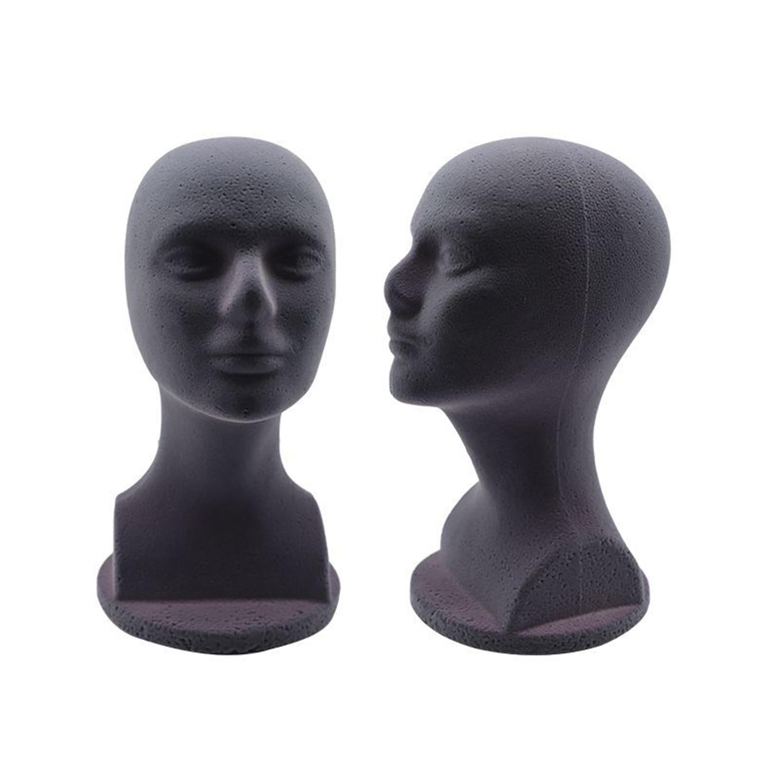 Ruilong Bald  Black Mannequin Head With Stand Holder