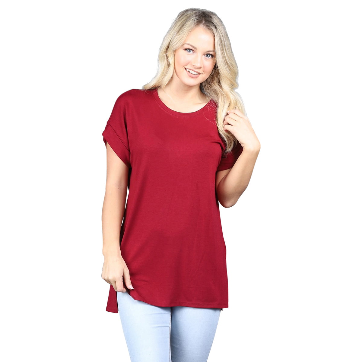 Zenana Outfitters - Plus Size Rolled Sleeve Tunic Top - Walmart.com ...