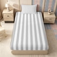 thumbnail image 4 of Meiyoeat Retro Pinstripe Twin Sheets 3pcs, Modern Straight Line Bedding, Gray White,1 Fitted Sheet, 1 Flat Sheet and 1 Pillowcase, 4 of 6