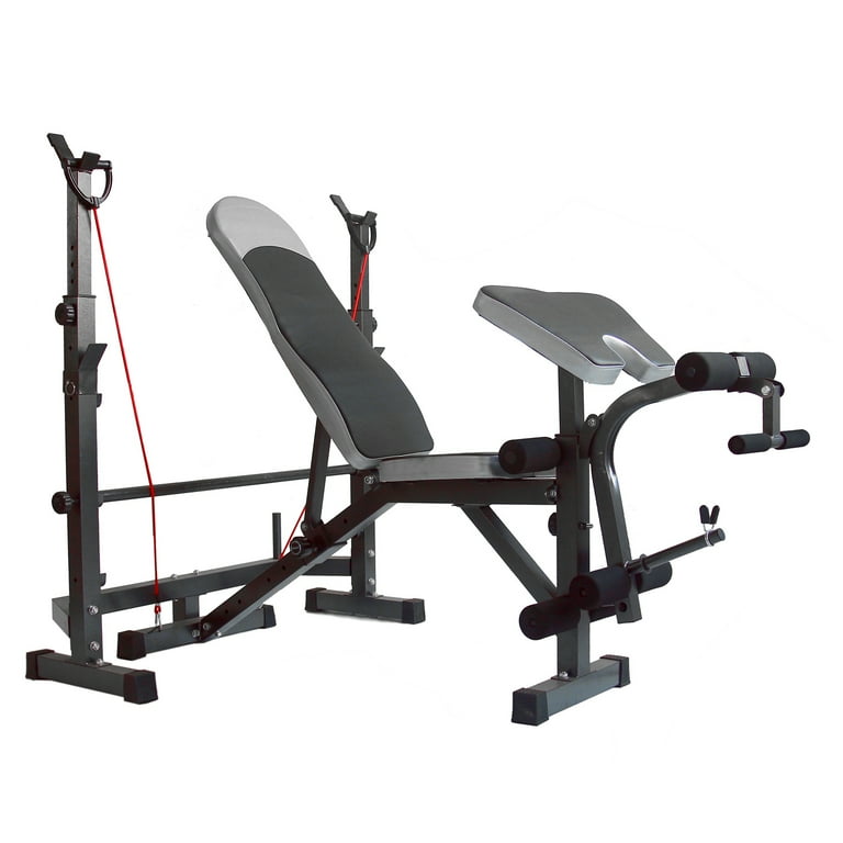 US Stock Body Champ Olympic Weight Bench Workout Equipment for Home Workouts Bench Press with Preacher Curl Leg Developer and Crunch Handle for At