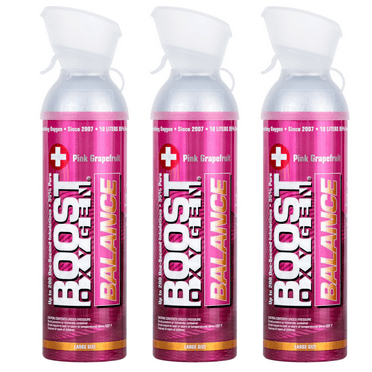 Boost Oxygen BALANCE Pink Grapefruit Large 10 Liter 3 Pack, Supplemental Canned Oxygen, Model 724