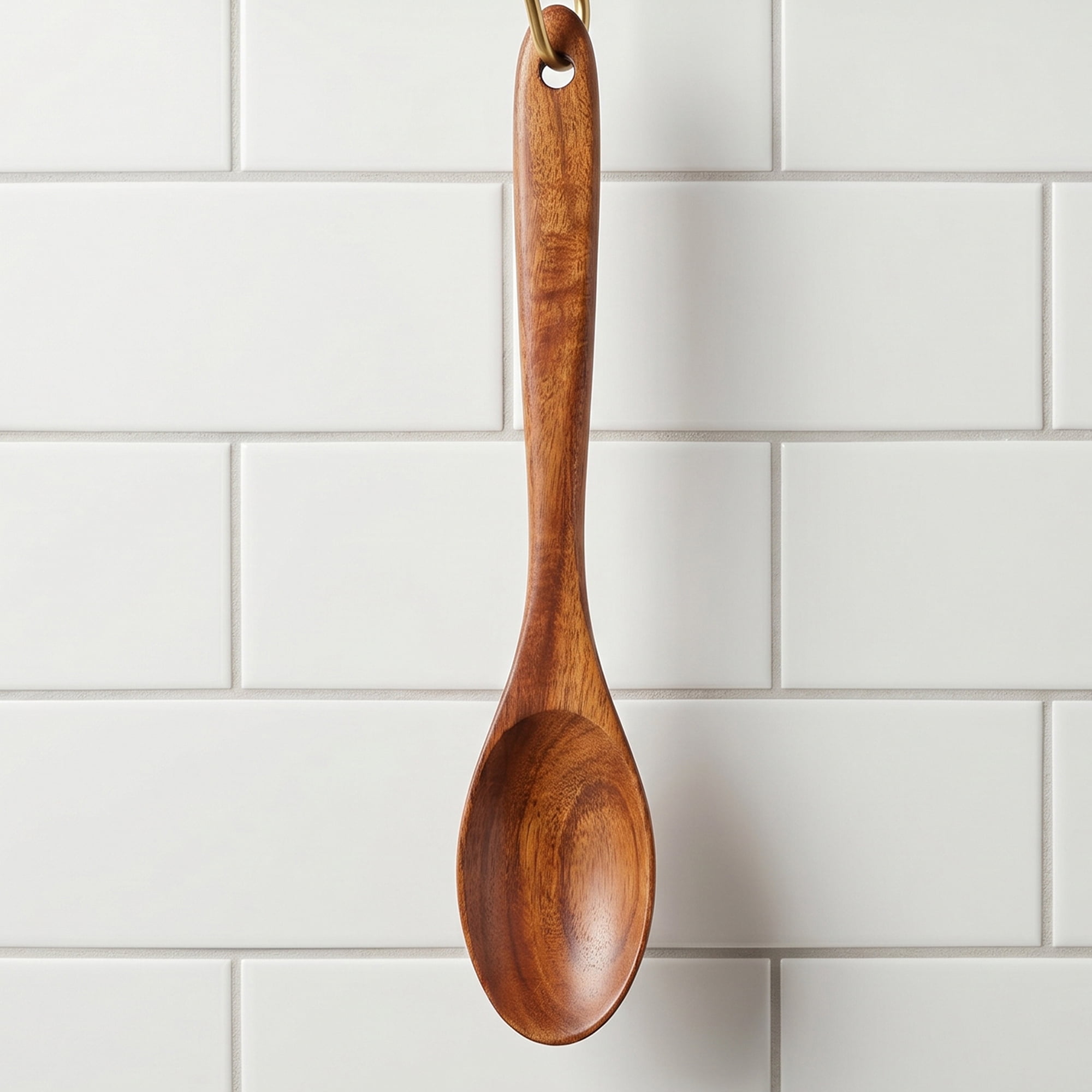 Unique Bargains Wood Spoon Non Stick Safe & Heat Resistant Kitchen Tool Brown D 11.4"x1.8"