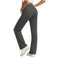 thumbnail image 5 of PWPSG Women's High Waist Crossover Slim Fit Flare Athletic Pants, High Stretch Yoga Trousers for Workout, Fitness & Active Lifestyle Gray XL, 5 of 6