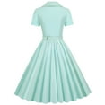 thumbnail image 7 of Bigersell formal Dresses for Women Fashion Women Summer Retro Casual Pullover Solid Color Short Sleeve Dress Short Sleeve Dress for Female Regular Midi Dresses, Style 22073, Mint Green L, 7 of 7