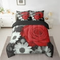 thumbnail image 2 of Romantic Flower 7 Pcs Comforter Set Queen,Red Rose Bed in a Bag with Flat Sheet and Fitted Sheet,Daisy Floral Bed Set for Women ,Garden Botanical Bedding Set with Pillowcase & Sham, 2 of 5