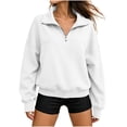 thumbnail image 5 of LUVDA Women's Half Zip Cropped Stand Collar Sweatshirt Silver Zipper Banded Hem Fall Athletic Top, 5 of 7