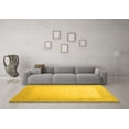 thumbnail image 3 of Ahgly Company Machine Washable Indoor Round Abstract Yellow Contemporary Area Rugs, 4' Round, 3 of 4
