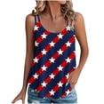 thumbnail image 2 of SOOMLON Patriotic Womens Casual Tops Tank Tops Eyelet Spaghetti Strap Distressed American Flag Shirts Crew Neck Independence Day Tops Sleeveless Boho T-Shirt Baggy Tee Blouse Clothes, 2 of 7
