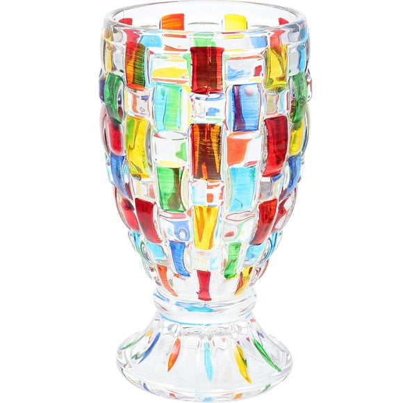 Mexican Drinking Glasses: Rocks Tile Design, Clear Juice Beverage Cup for Home Party