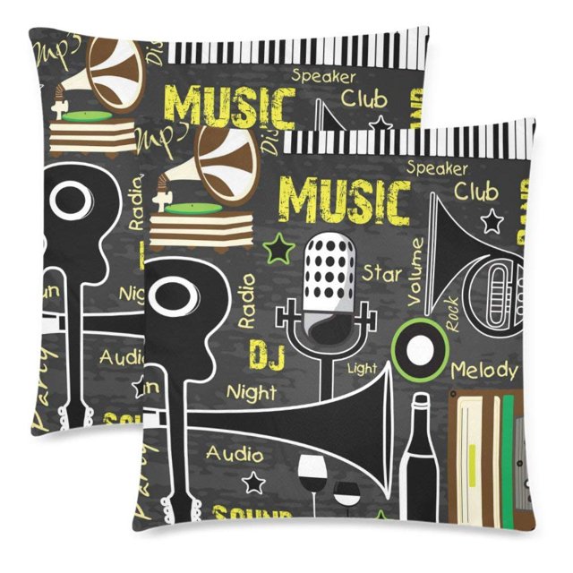 Fundas de almohada de música retro ABPHQTO Impresión de dos lados 45x45 cm juego de 2