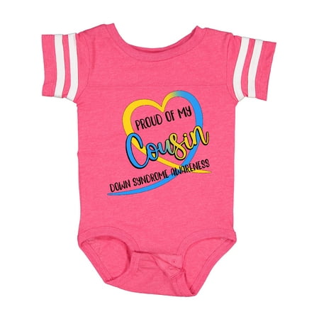 

Inktastic Proud of My Cousin Down Syndrome Awareness Heart Ribbon Gift Baby Boy or Baby Girl Bodysuit