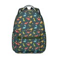 thumbnail image 1 of Roaring Dinosaur in Nature Print Backpack for Student Cute Dino Pattern Watercolor Forest Theme Student School Bookbag, 1 of 6