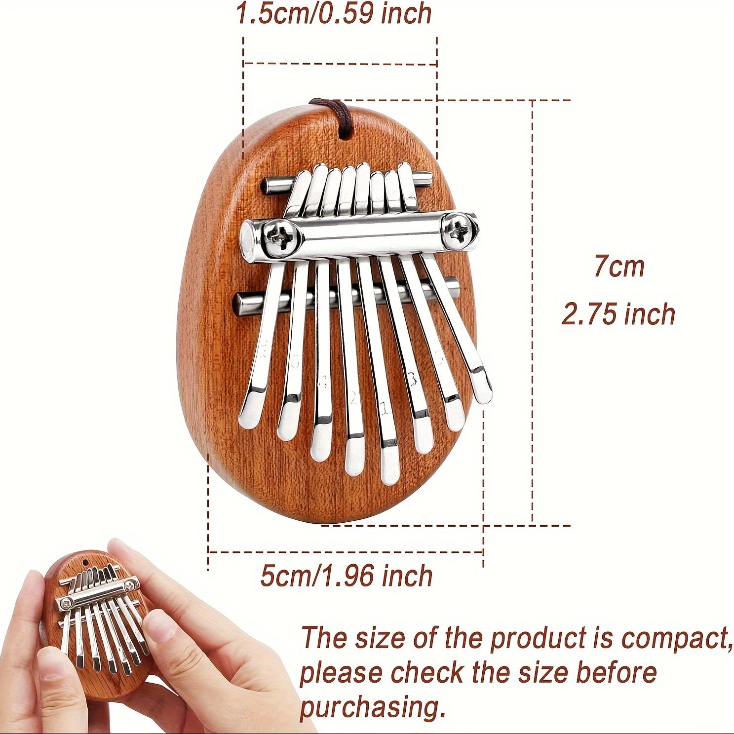 BAOLE 8-Key Thumb Piano, Kalimba Music Finger Piano, Portable Wooden Pocket Thumb Piano Key, Mini Marimba Finger Thumb Piano With Lanyard Instrument.