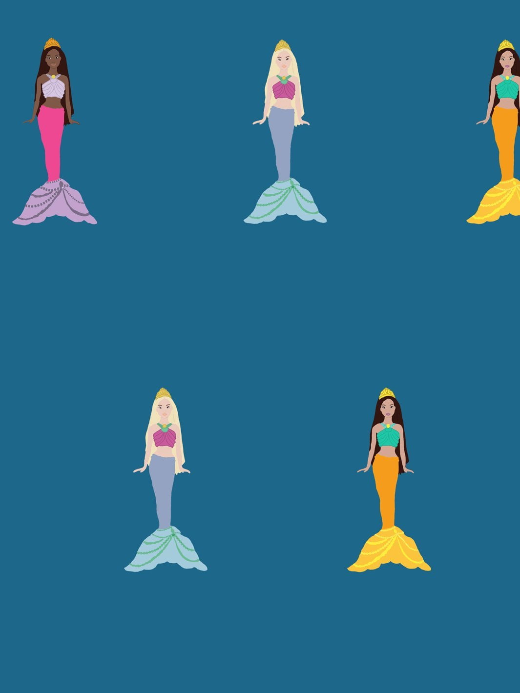 Barbie Mermaids Removable Vinyl Wallpaper, Cadet Blue