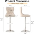 thumbnail image 3 of Westice Velvet Swivel Bar Stools Set of 4 with Tufted Back & Steel Base, Beige, 3 of 9