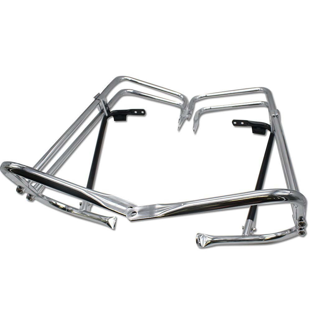 HTT Twin Rail Chrome Saddlebag Guard Kit For Harley Davidson 19972008
