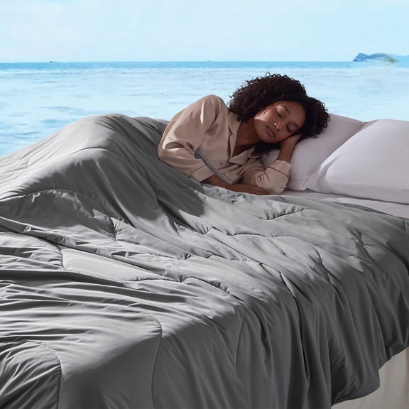 LEAONME Cooling Comforter Full/Queen Gray Blanket for Hot Sleepers 90"x90"