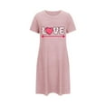 thumbnail image 5 of Xfvqtps Valentine's Day Nightgown for Women Plus Size Love Arrow Print Short Sleeve Crew Neck Solid Color Lightweight Soft Comfortable Pajamas Pink, 5 of 6