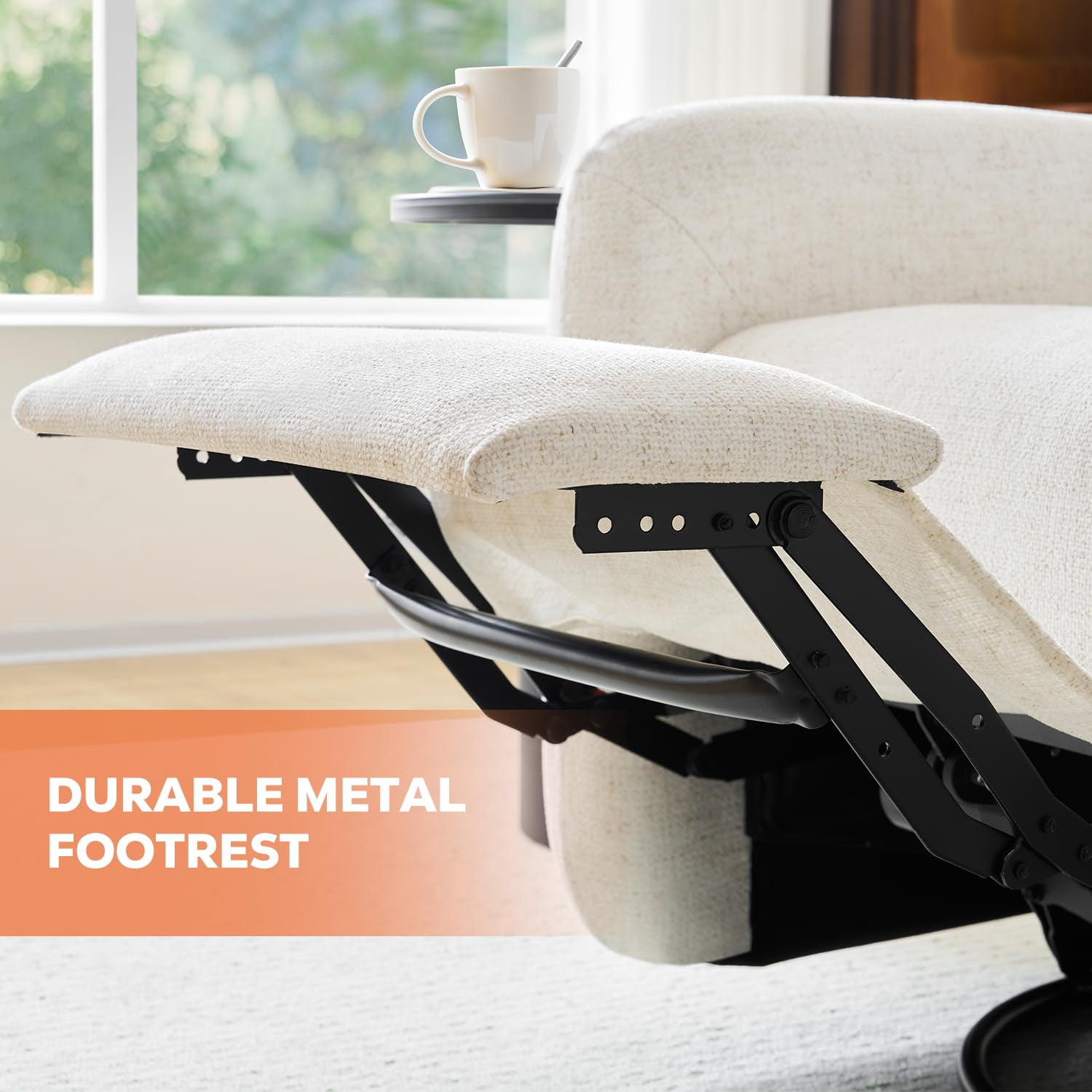 JULY'S SONG Power Glider Recliner Chair, 270°Swivel Rocker Reclining Chair with USB Ports for Nursery, Cream