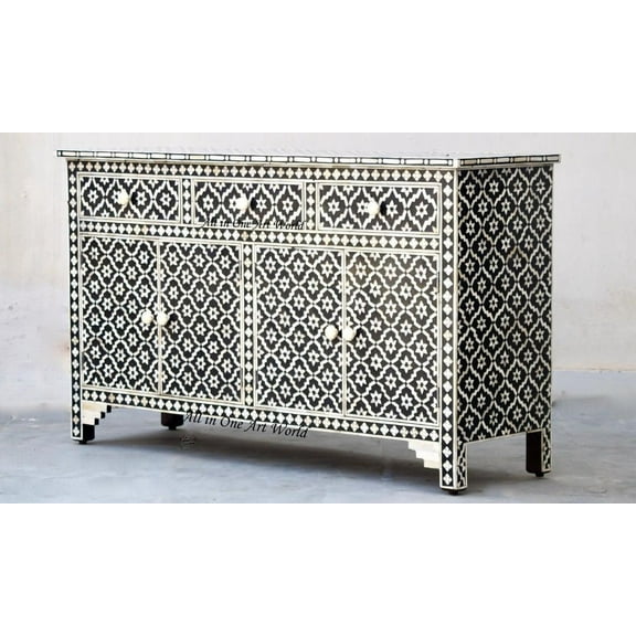 Arctic Bone Inlay Sideboard Black bone inlay Cabinet Black Bone inlay furniture bone inlay cupboard