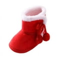 thumbnail image 5 of Newborn Baby Velvet Booties Shoes With Pompom Infants Soft Sole Snow Boots First Walker, 5 of 6