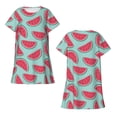 thumbnail image 3 of Bixox Watermelon Pattern Women's Nightgown, Soft & Breathable Sleepwear, Round Neck Knee-Length Pajama Dress,Loungewear for Home & Sleep, 3 of 7