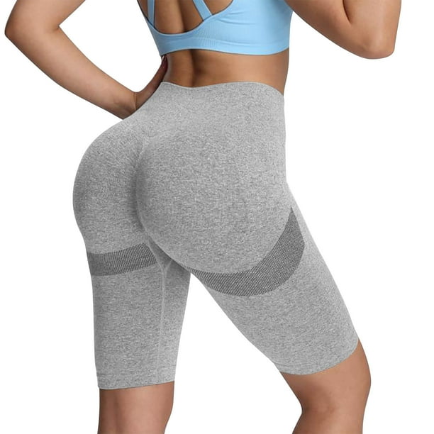 TaTaai Women's Seamless Yoga Shorts High Waisted Butt Lifting Solid 5 Inch Biker Shorts Tummy Control Gym Workout Fitness Non-See-Through Gift