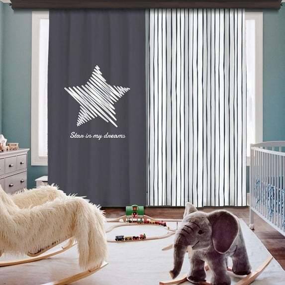 3S Brother's Star in My Dreams 100% Blackout Curtains for Kids Bedroom Thermal Insulated Noise Reducing Home Décor Printed Window Curtains Set of 2 Panels - Made in Turkey Each(52"Wx63"L)