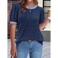 thumbnail image 5 of Women'S Textured Shirts Tops Short Cap Sleeve Shirts Loose Fit Summer Outfits Blue S, 5 of 9