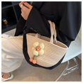 thumbnail image 2 of Xiao Hua Bolso de hombro tejido para mujer, bolso de mano y neceser, elegante bolso de playa de verano, 28 x 11 x 15 cm (blanco)., 2 of 4