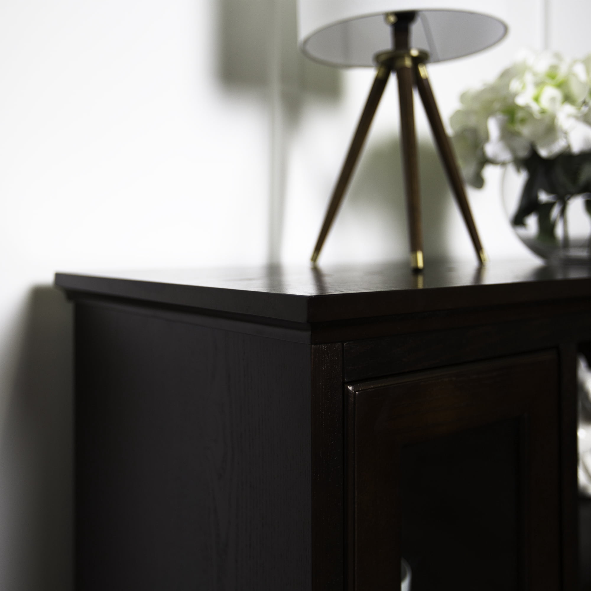 Manor Park Transitional Highboy Glass Door Wood TV Stand, Espresso