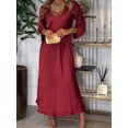 thumbnail image 5 of Women's Full Size V Neck Long Sleeve Midi Dress 95% Polyester 5% Spandex Not Lined Classic Everyday Easy Care Wear, 5 of 12