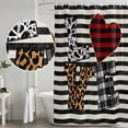 thumbnail image 5 of Valentine's Day Shower Curtain, Waterproof Shower Curtains for Bathroom, Love Heart Black Striped Farmhouse Washable Fabric Bathtub Curtain Set Bath Decor with 12 Hooks Standard 72"x72", 5 of 8