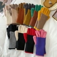 thumbnail image 2 of Xiao Hua Guantes de invierno para mujer, cálidos y modernos, de punto térmico con puños elásticos, color caqui claro, 2 of 4